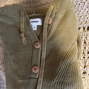 Sonoma Women's Green Hooded Sweater Size M